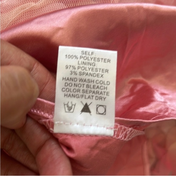 CES FEMME Dress Lace Ruffles Tule With Puff Sleeves Pink Size S - Picture 14 of 16